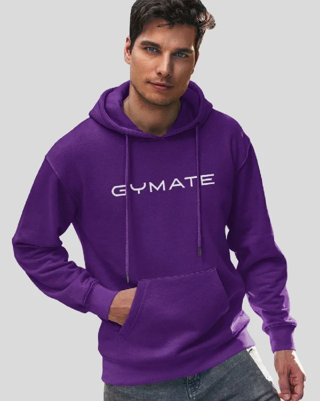 Soft hoodie for a light, breathable feel -Mens Purple Hoodies Designer Gymate Original [large logo]