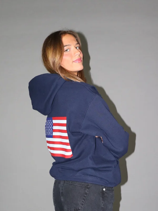 Soft hoodie for casual fashion moments -US FLAG HOODIE (rygprint) - NAVY