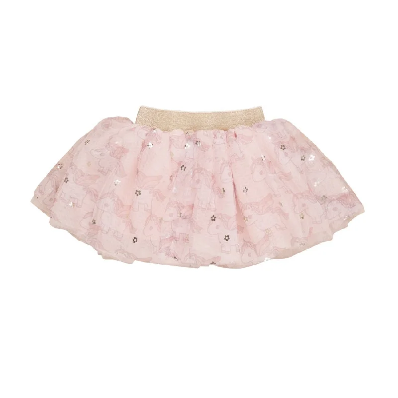 Skirts with animal patterns for a fun style -Huxbaby Unicorn Tulle Skirt - Rose