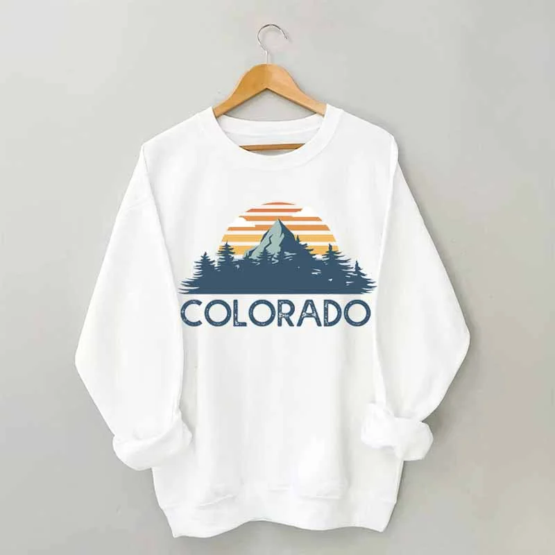 Trendy sweatshirt with colorful graphics -Vintage Colorado Mountain Sweatshirt