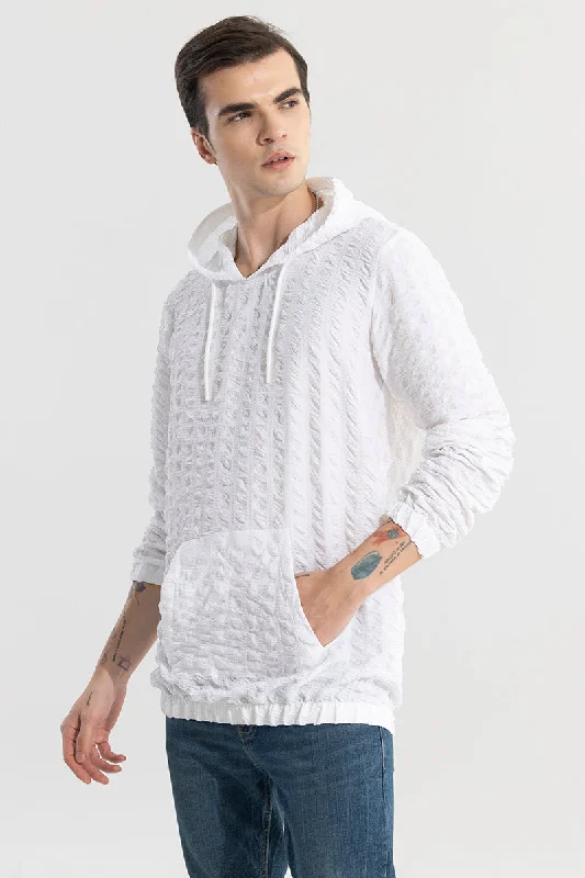 Comfortable hoodie for staying warm at sports events -Square Whiff White Hoodie