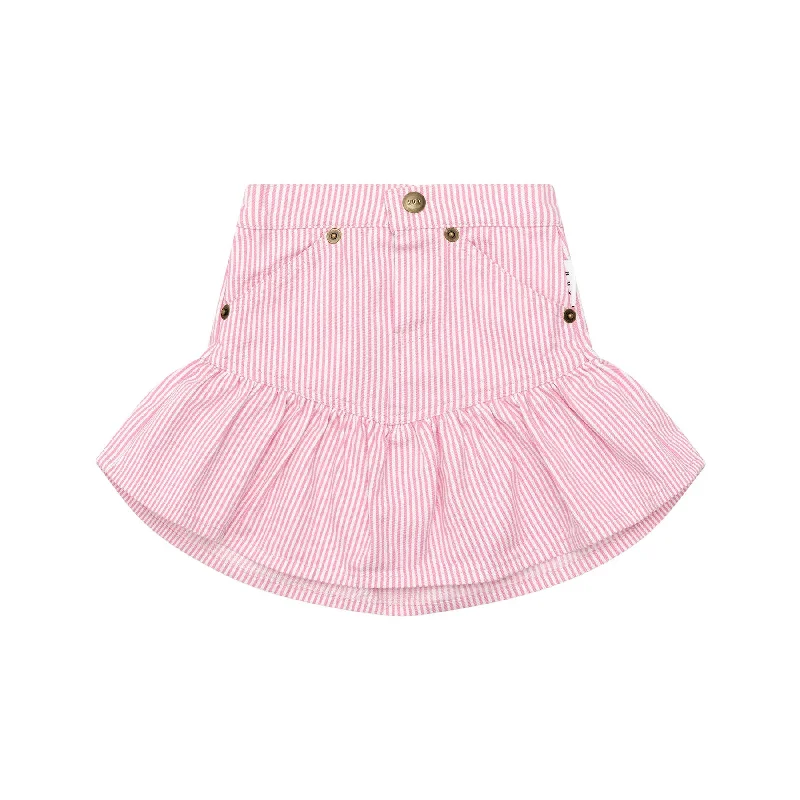 Skirts with delicate embroidery for a soft look -Huxbaby Candy Stripe Frill Skirt - Bubblegum Stripe