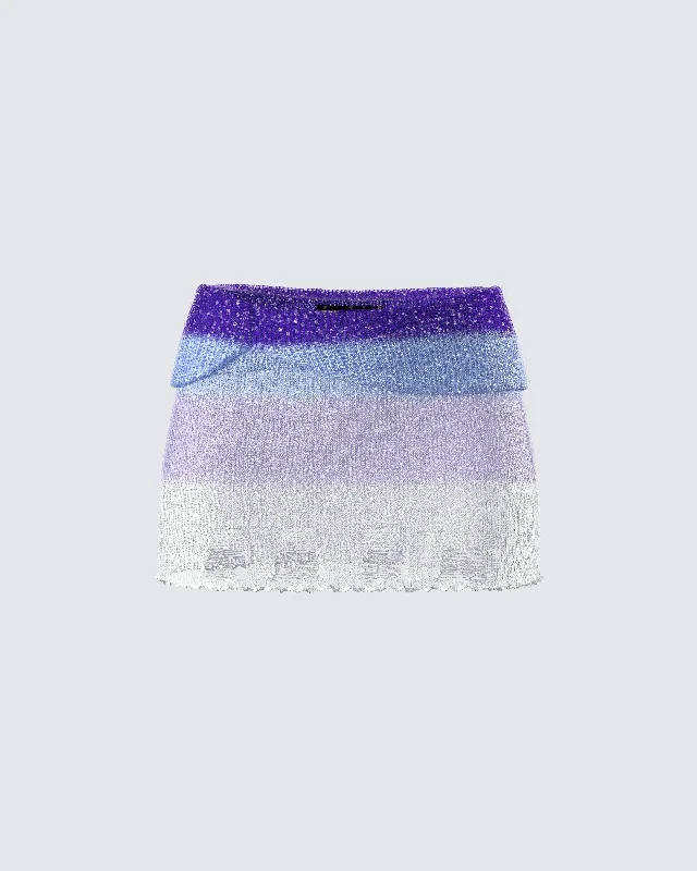 Skirts for a flattering silhouette -Vanessa Purple Sequin Knit Skirt