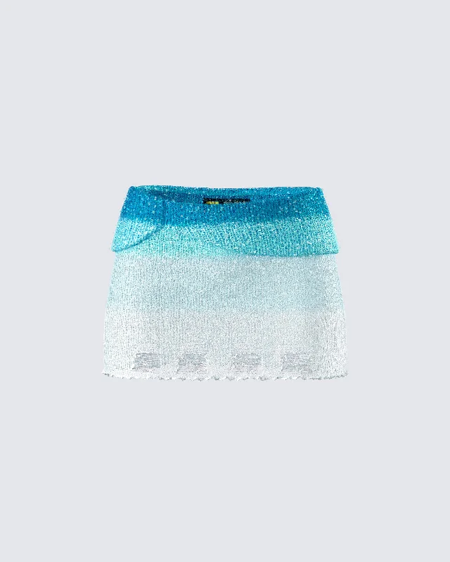 Button-up skirts for a classic touch -Vanessa Turquoise Sequin Skirt