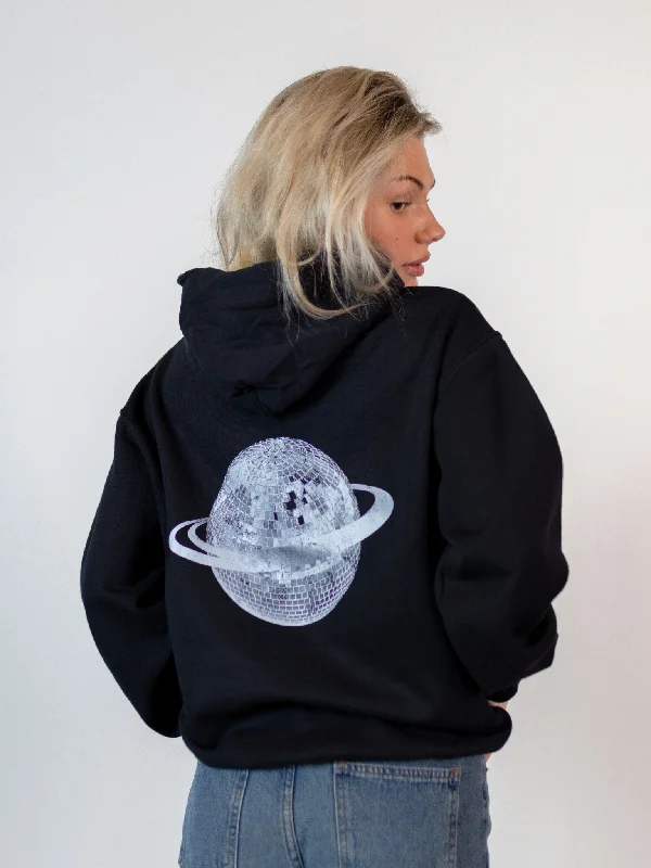 Cozy hoodie with a relaxed design for comfort -PLANET DISCO HOODIE (rygprint) - SORT