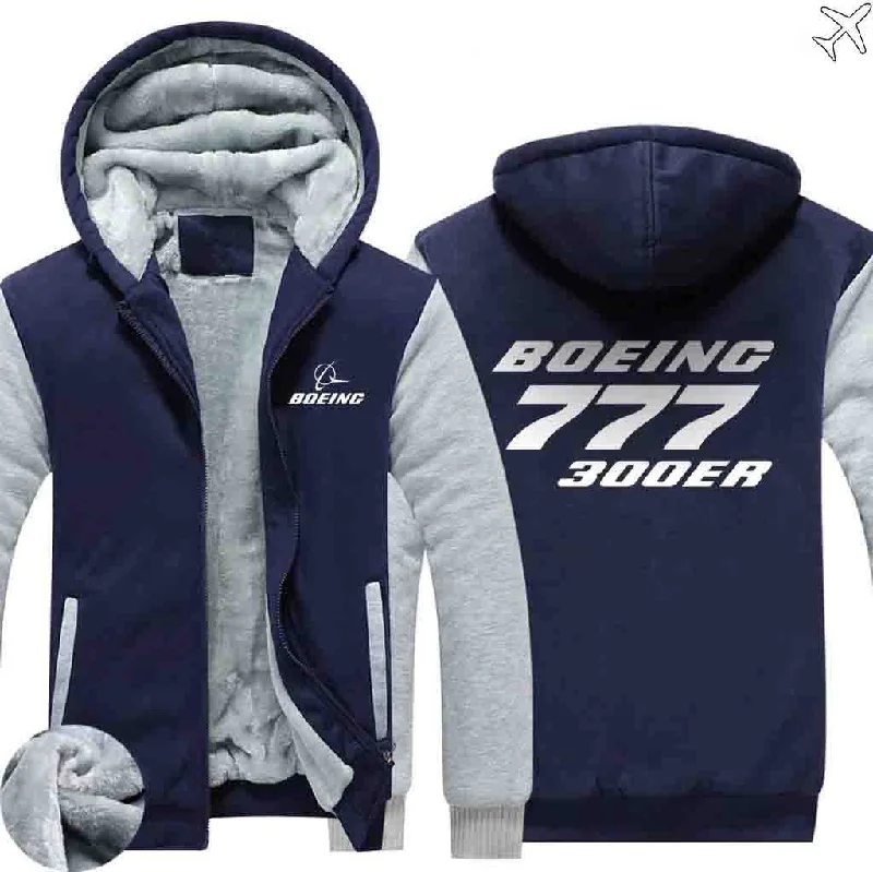 Cozy hoodie with a casual fit for everyday wear -BOEING 777 300ER ZIPPER SWEATERS