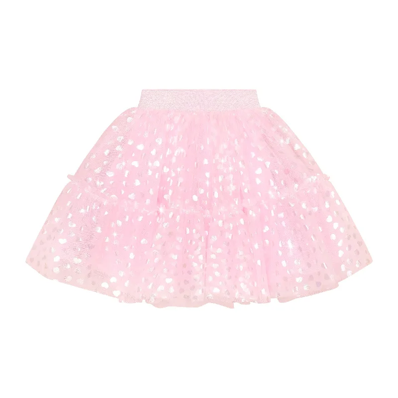 Skirts for a flattering silhouette -Huxbaby Shimmer Hearts Party Skirt