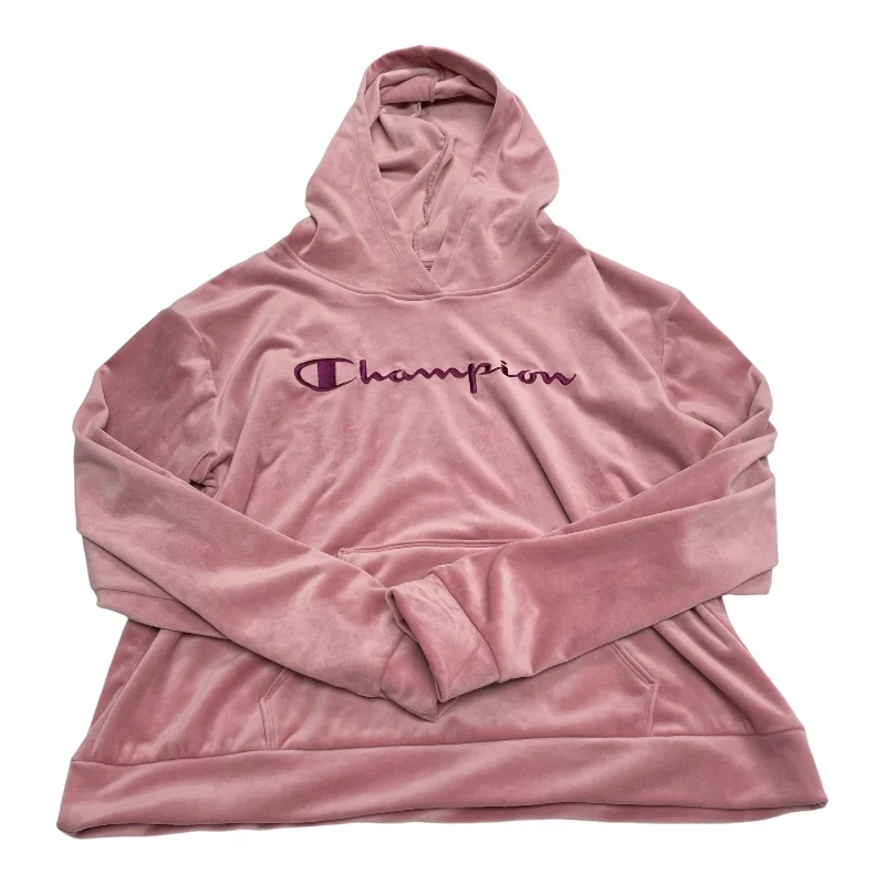 Fashionable sweatshirt for layering under jackets -Sweatshirt Hoodie By Champion In Pink, Size: Xl