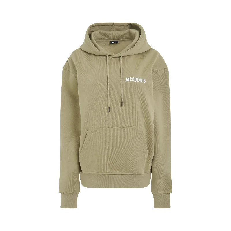 Comfortable hoodie for running errands in comfort -Embroidered Logo Hoodie in Light Khaki