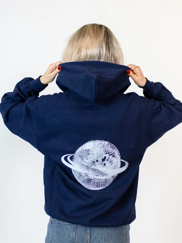 Cozy hoodie with a soft texture for comfort -PLANET DISCO HOODIE (rygprint) - NAVY