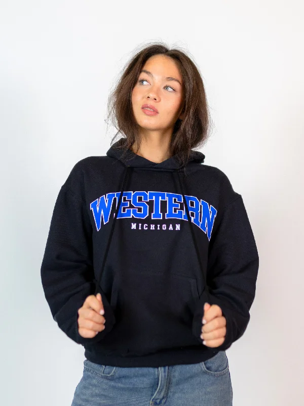 Comfortable hoodie for long hours of comfort -WESTERN MICHIGAN HOODIE - SORT