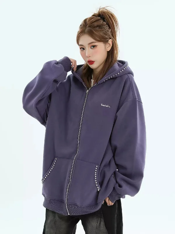 Fashionable hoodie for modern street style -Pearled Lines Side Pockets Hoodie