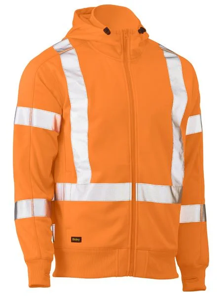 Cozy hoodie with embroidery for a personalized touch -BK6819XT Bisley X Taped Hi Vis Zip Front Fleece Rail Hoodie