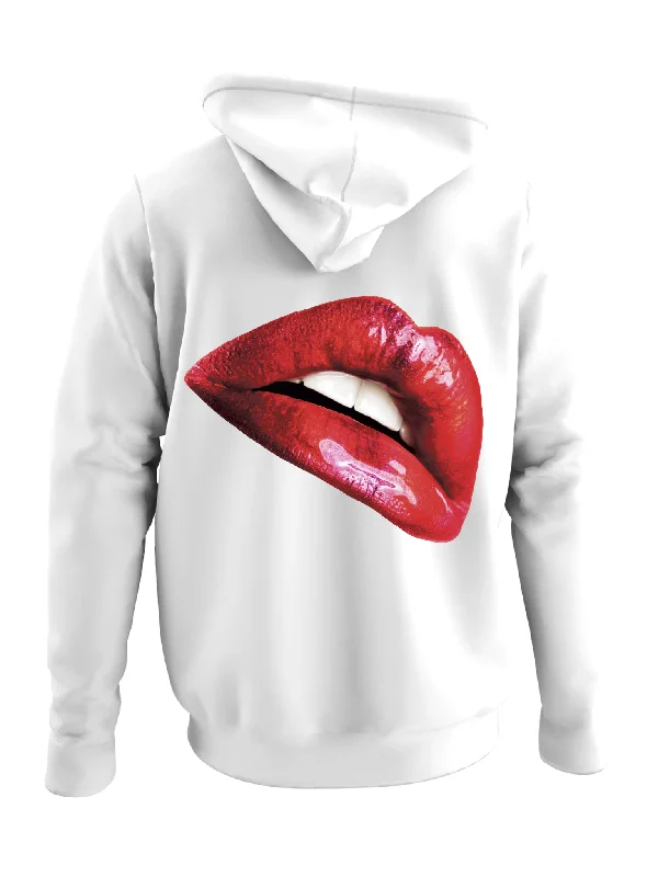 Comfortable zip hoodie for easy on-and-off -RED LIPS HOODIE - HVID