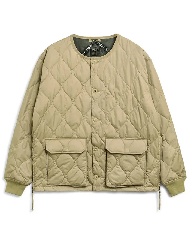 Urban jackets for city style -Military Crew Neck Down Cardi Cream