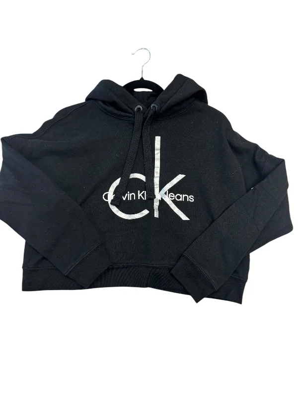 Cozy sweatshirt with trendy colors -Sweatshirt Hoodie By Calvin Klein In Black, Size: S