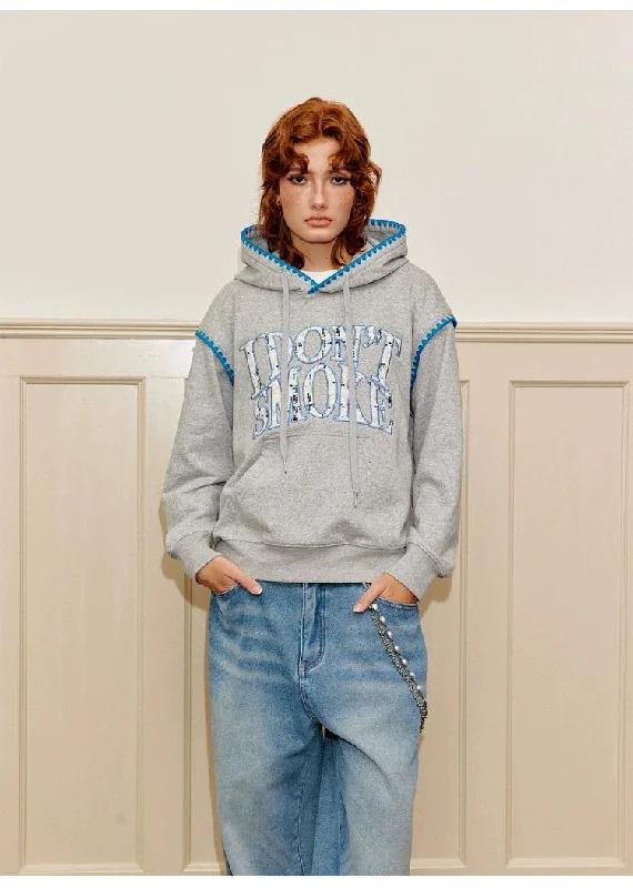 Trendy oversized hoodie for street style -Contrast Line Patterns Hoodie