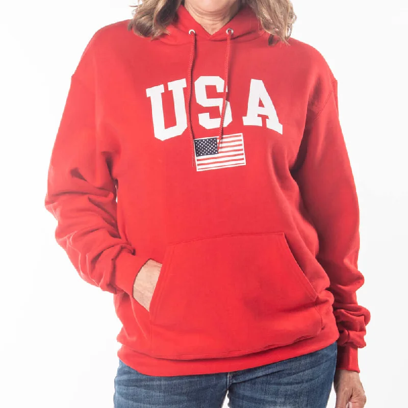 Comfortable hoodie for lounging in style -Unisex Champion USA American Flag Hoodie