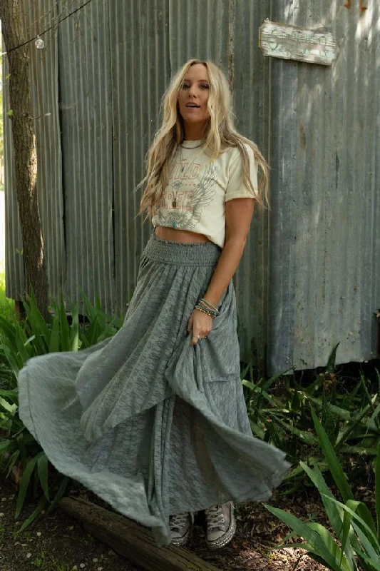 Skirts for formal events and parties -Graceful Lily Lace Maxi Skirt - Slate