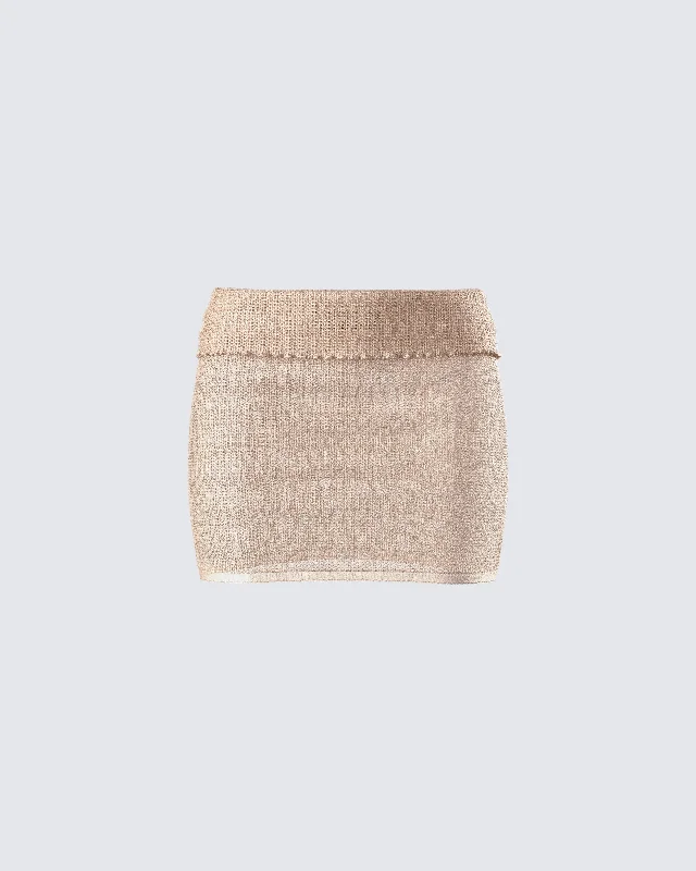 Skirts for work and weekend wear -Sakura Gold Knit Micro Mini Skirt