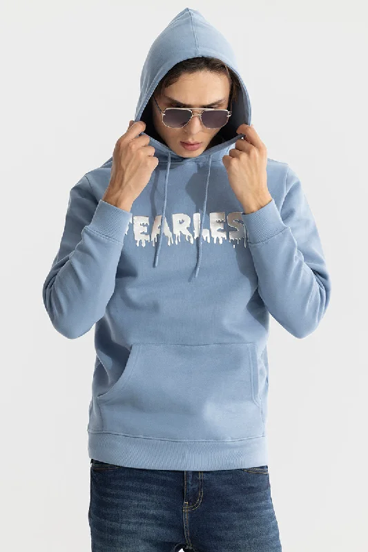 Classic hoodie for layering in winter -Fearless Blue Hoodie