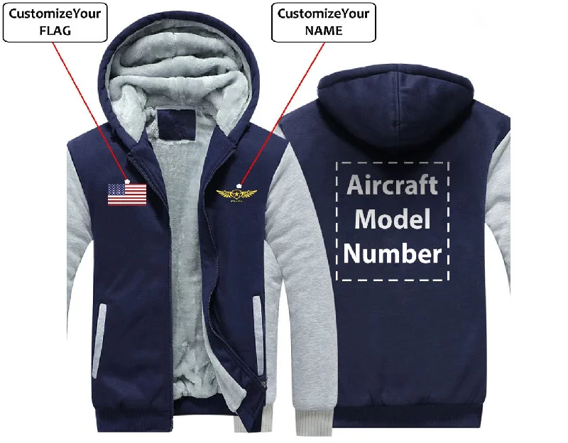 Warm hoodie for chilling at home on cold days -CUSTOM THE FLAG & NAME WITH AIRCRAFT MODEL NUMBER WINTER HOODIES JACKETS FLEECE SWEATSHIRT WORKOUT WARM THICK FULL ZIP COATSS