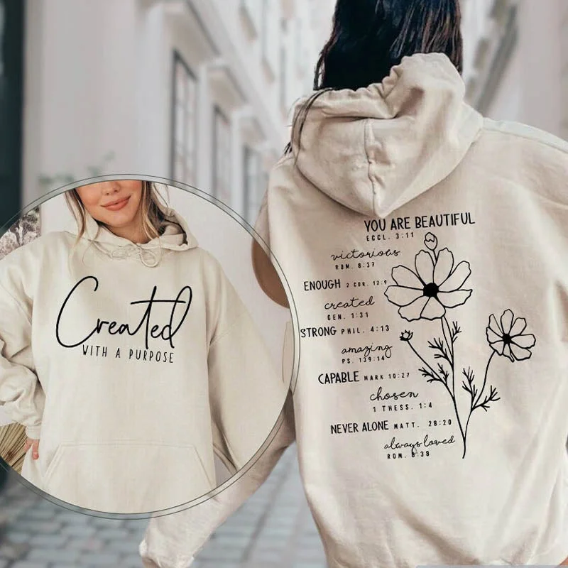 Classic hoodie with a comfy, relaxed fit -Created With A Purpose You Are Beautiful Hoodie