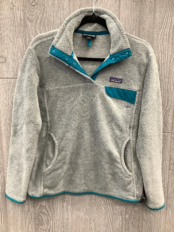 Cozy sweatshirt with modern design -Athletic Sweatshirt Collar By Patagonia In Grey, Size: L