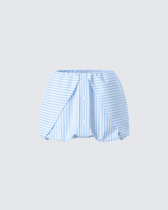 Casual skirts for everyday outfits -Isha Blue Striped Micro Mini Bubble Skirt