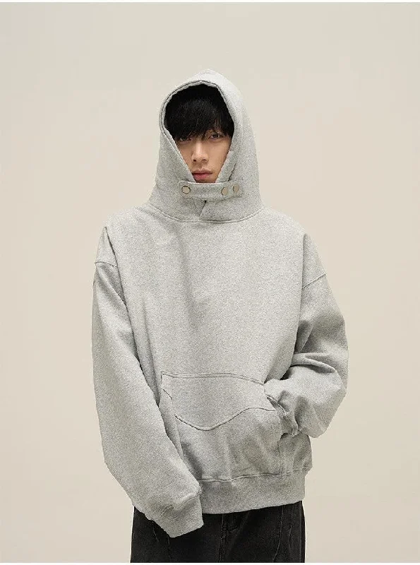 Trendy oversized hoodie for ultimate comfort -Cozy Neck Buttons Hoodie