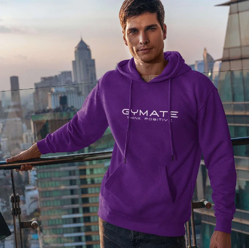 Comfortable hoodie for running errands in comfort -Mens Purple Hoodies Designer Gymate Original Think Positive [ctr/lge]