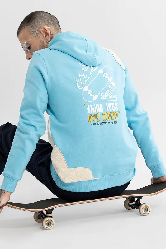 Soft hoodie for layering on casual outings -Think Less Blue Hoodie