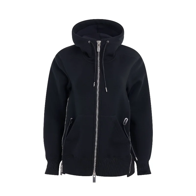 Trendy hoodie with soft fabric for ultimate comfort -Sponge Sweat & Nylon Twill Hoodie in Black