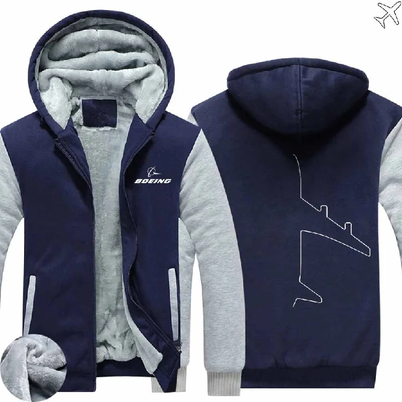 Trendy hoodie for layering with jeans -BOEING BOEING  AIRCRAFT SHAPE ZIPPER SWEATERS