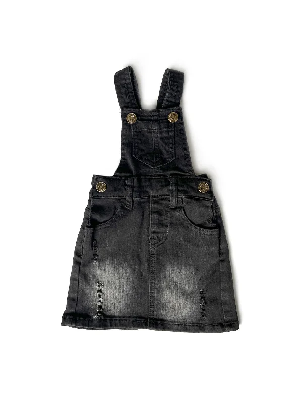 Skirts with embroidery for intricate design -Denim Skirt Overalls- Black Wash