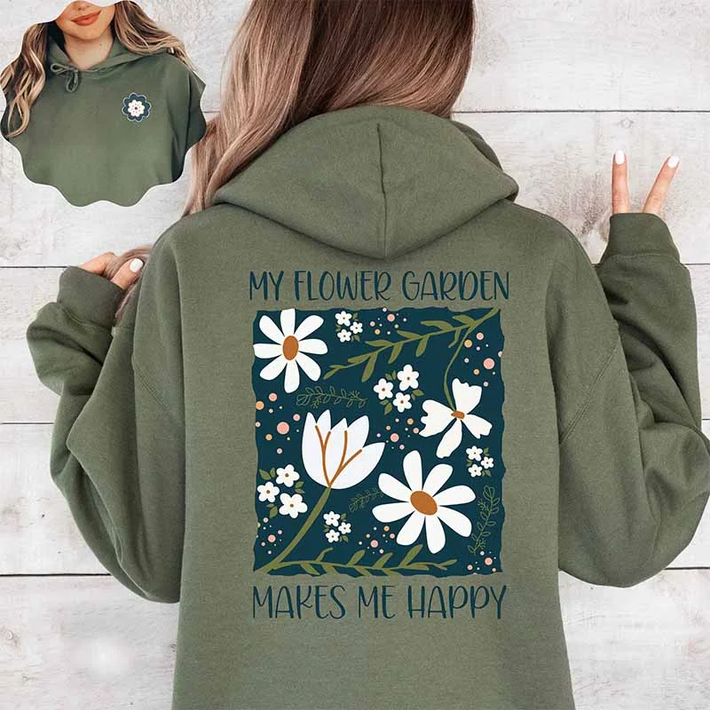 Elegant hoodie for a casual chic look -Floral Boho Flower My Happy Place Hoodie