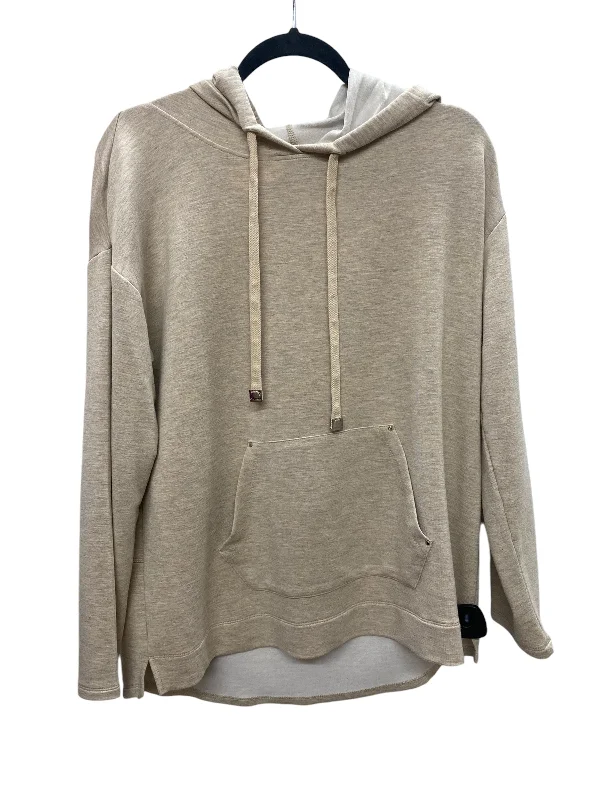 Comfy hoodie sweatshirt for a laid-back look -Sweatshirt Hoodie By Calvin Klein In Beige, Size: M