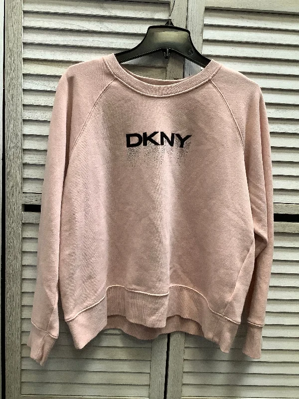 Soft fleece-lined sweatshirt for extra warmth -Sweatshirt Crewneck By Dkny In Pink, Size: Xl