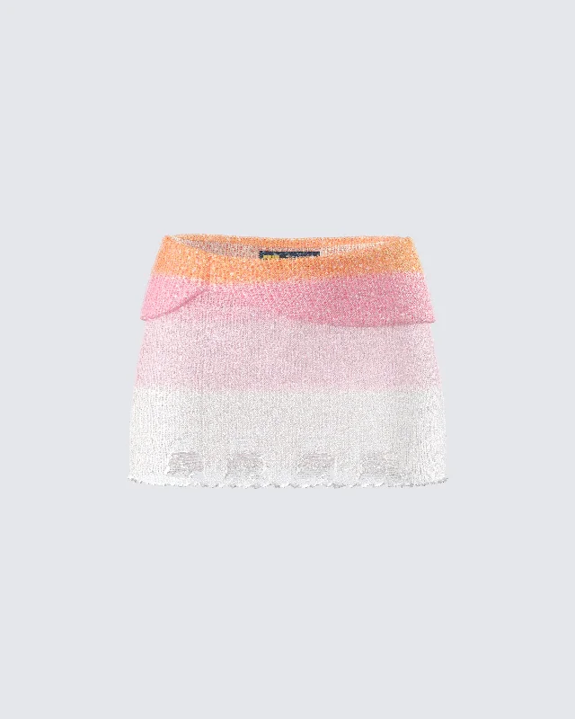 Skirts with checkered print for modern looks -Vanessa Pink Sequin Knit Skirt