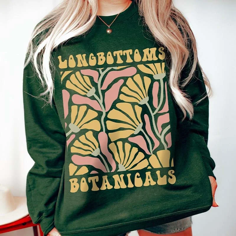 Classic sweatshirt for wearing to the gym -Boho Floral Longbottoms Botanicals Sweatshirt