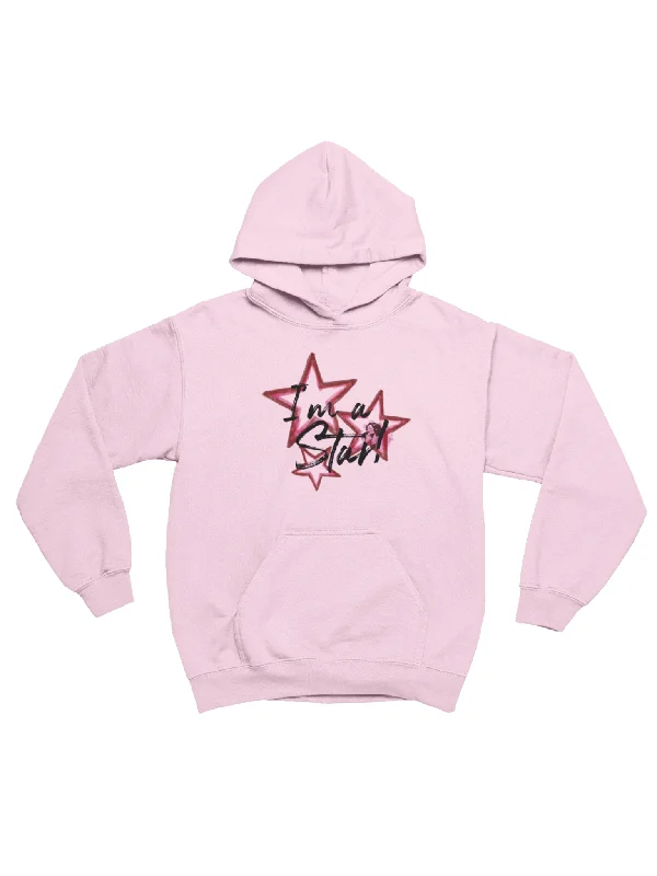 Warm fleece hoodie for staying cozy -I AM A STAR HOODIE - LYSERØD