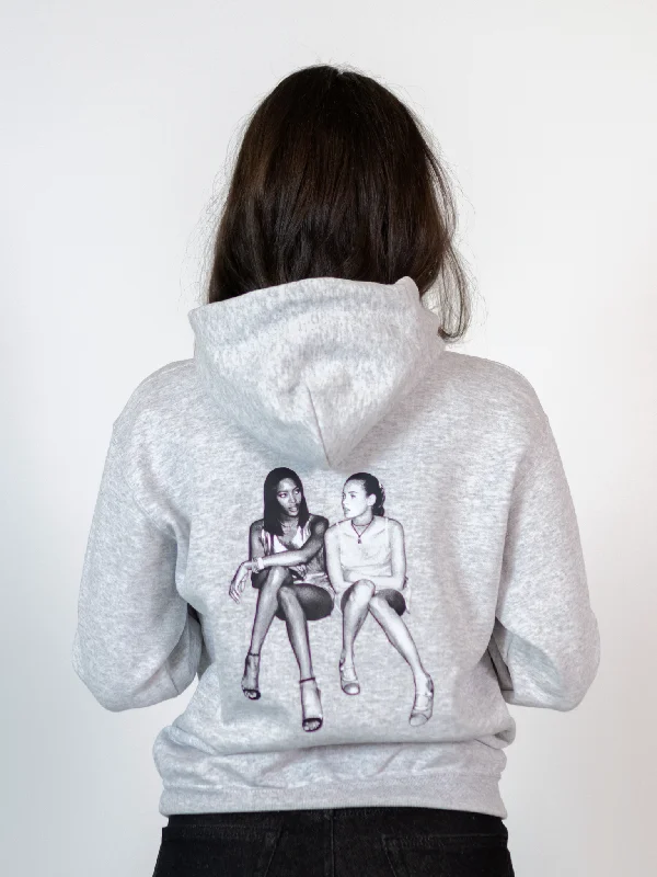 Comfortable hoodie for dressing down casually -SUPERMODELS HOODIE (rygprint) - GRÅ