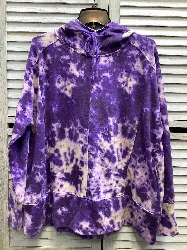 Comfortable zip-up sweatshirt for easy wear -Sweatshirt Hoodie By Lularoe In Purple, Size: Xl