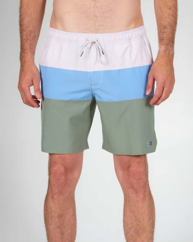 Trendy striped shorts for relaxed days out -Beacons 2 Elastic Boardshort - Marine Blue