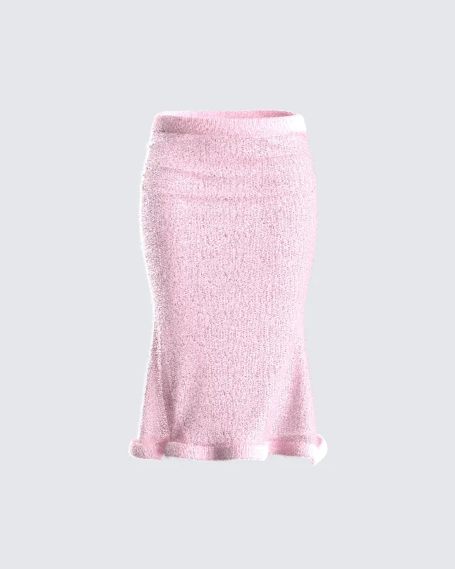 Casual skirts for comfy outfits -Senga Pink Sweater Midi Skirt