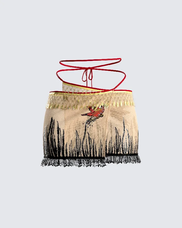 Flared skirts for playful fashion -Leona Embroidered Mesh Mini Skirt