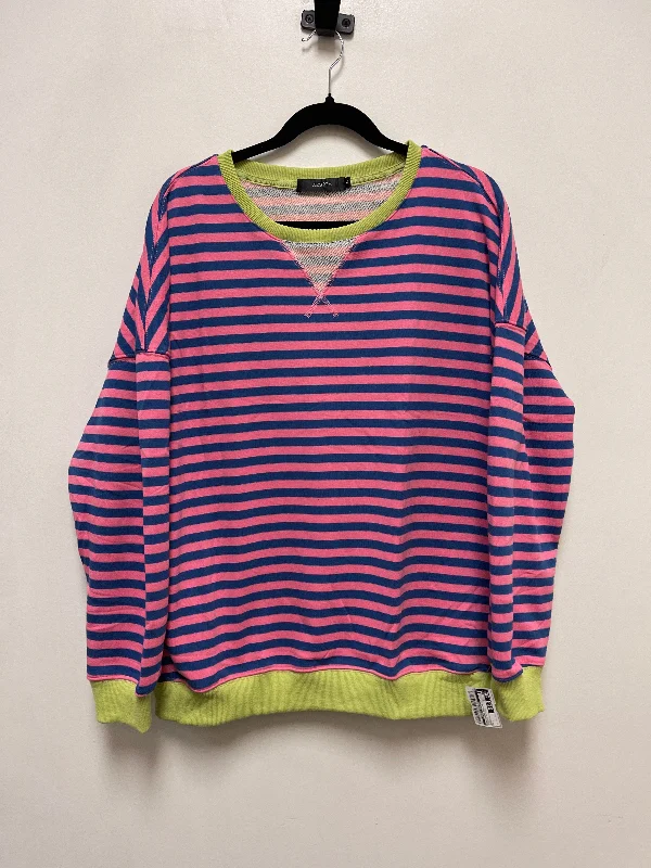 Classic sweatshirt for casual style -Sweatshirt Collar By Clothes Mentor In Striped Pattern, Size: L