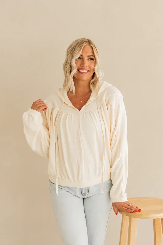 Comfortable hoodie with a bold color for standout style -Hope Hooded Pullover | Cream