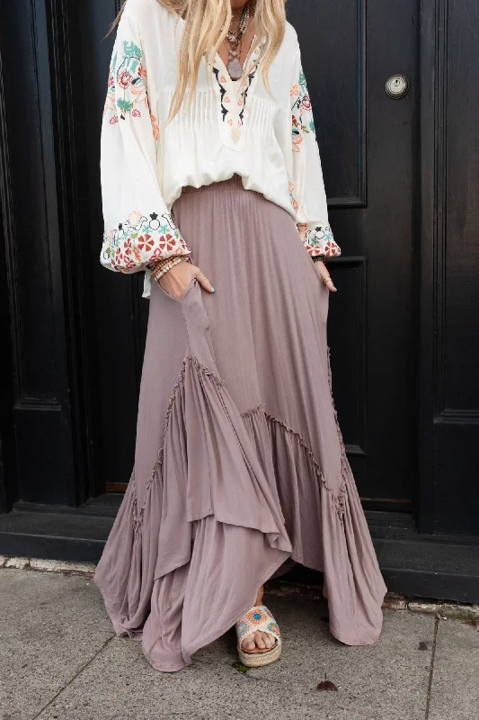 Skirts with cutout details for added flair -The Nest Forever Beauty Maxi Skirt - Mushroom