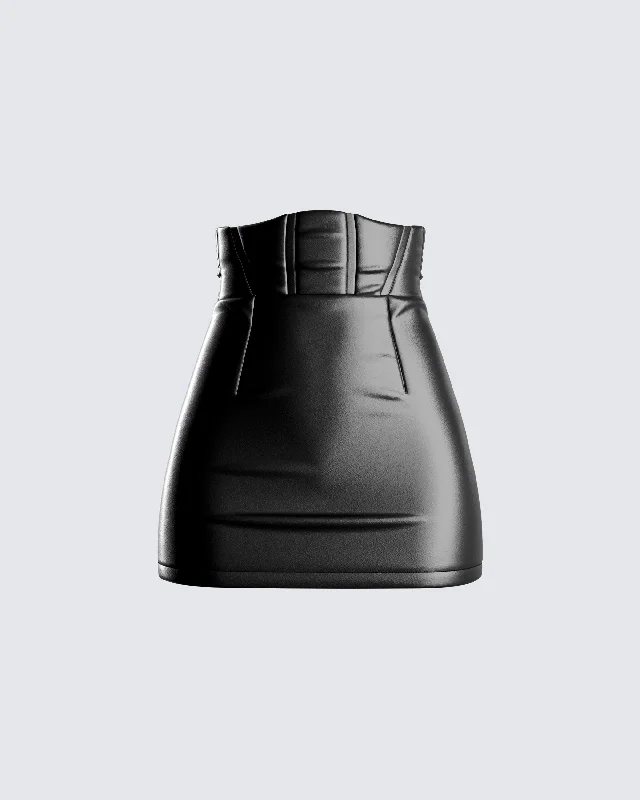 Skirts for modern fashion-forward looks -Monica Black Vegan Leather Skirt